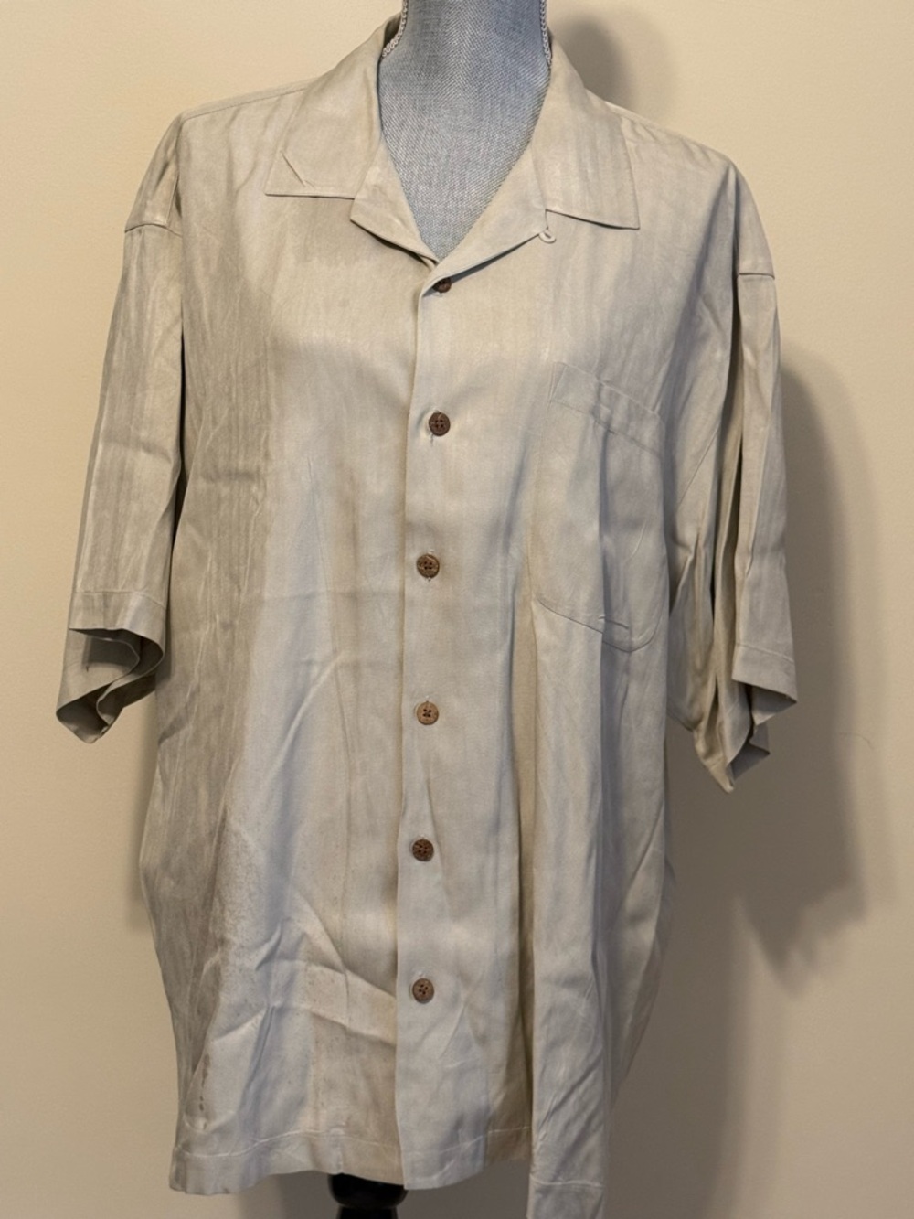 Tommy Bahama Light Cream/Beige Short-Sleeve Button-Up Shirt